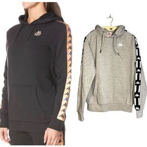 Kappa Gray Banda Budy Logo Pullover Hoodie Sweatshirt | SZ M